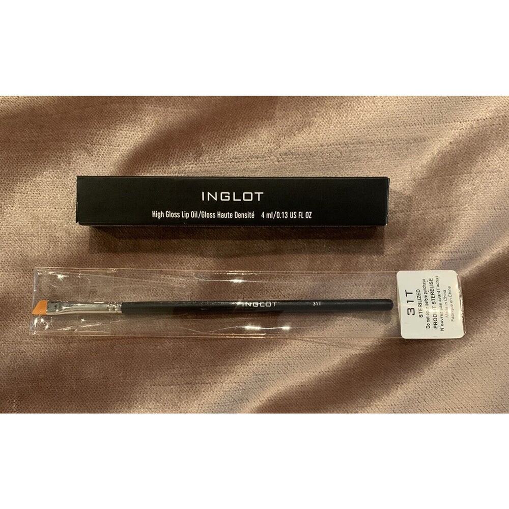 INGLOT High Gloss Lip Oil 01 (CLEAR) + Precision Angled Makeup Brush # 31T